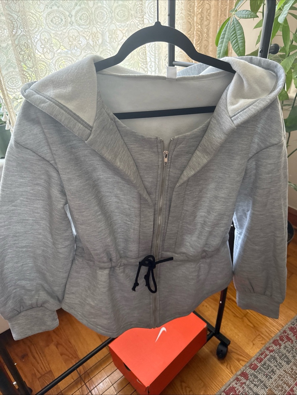 Light Gray Women's Hooded Zip Jacket